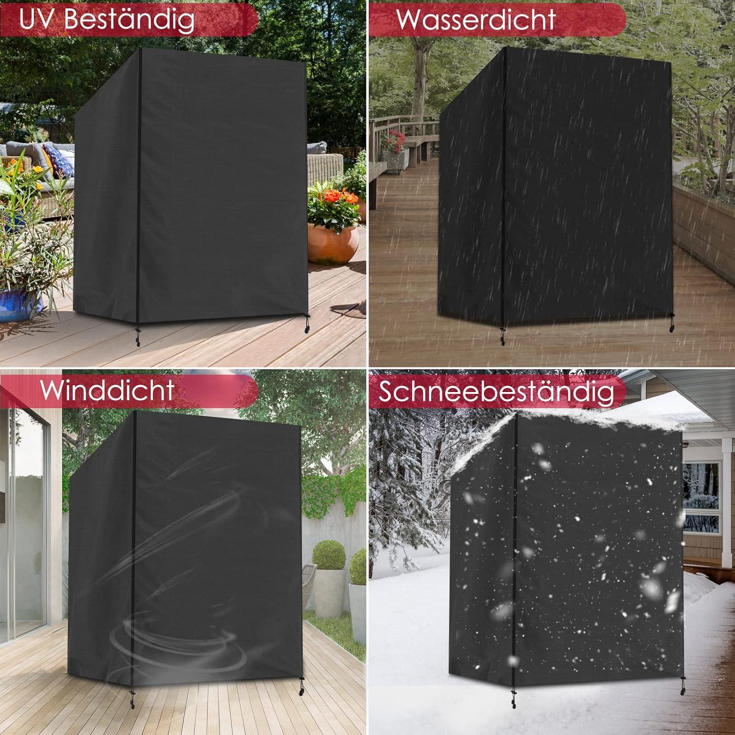 Strandkorb Schutzhülle Winterfest 420D Oxford Stoff Schwarz 135x105x175/140cm