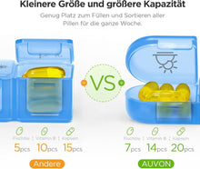 AUVON Pillendose 7 Tage 3 Fächer große Tablettenbox Blau