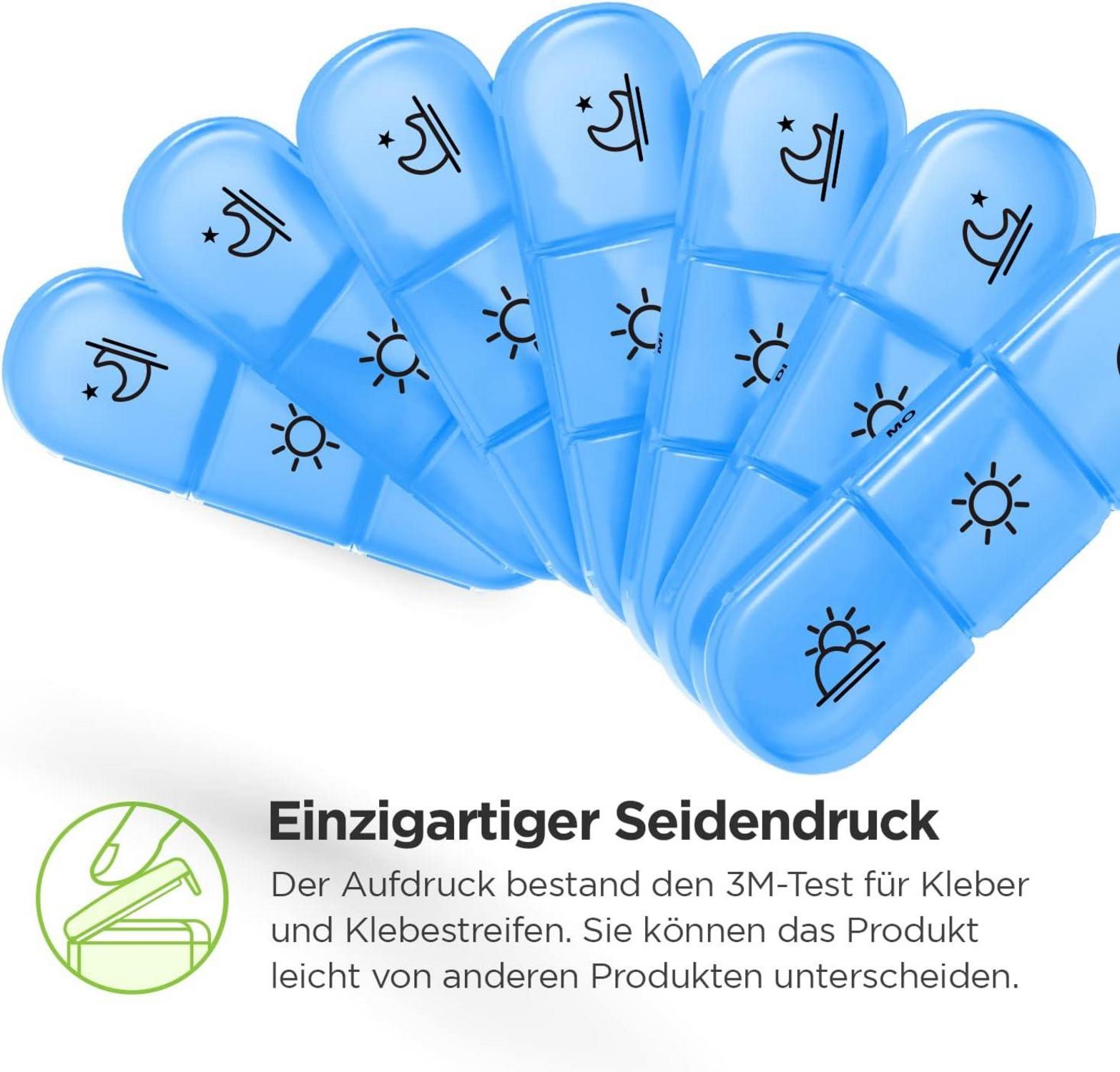 7-Tage Pillendose wöchentlich, tragbare Tablettenbox mit großen Fächern