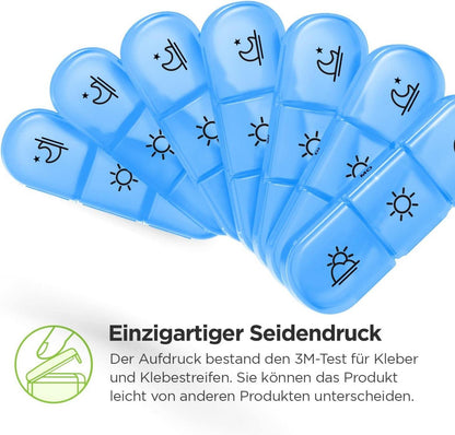 7-Tage Pillendose wöchentlich, tragbare Tablettenbox mit großen Fächern