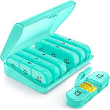 Pillendose 7 Tage 3 Fächer große separate Tablettenbox Cyan