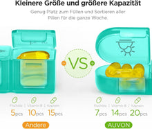 AUVON Pillendose 7 Tage 3 Fächer Tablettenbox Cyan