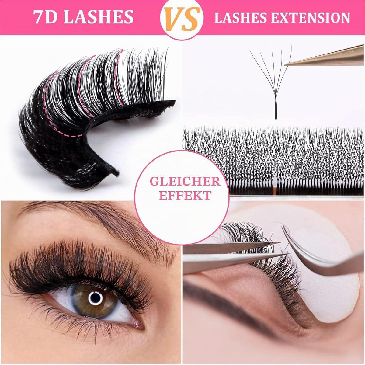 7D Künstliche Wimpern Set – 10 Paar Russian Volume Lashes