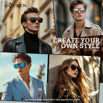 Polarisierte Sonnenbrille Herren Damen Rechteck Leicht