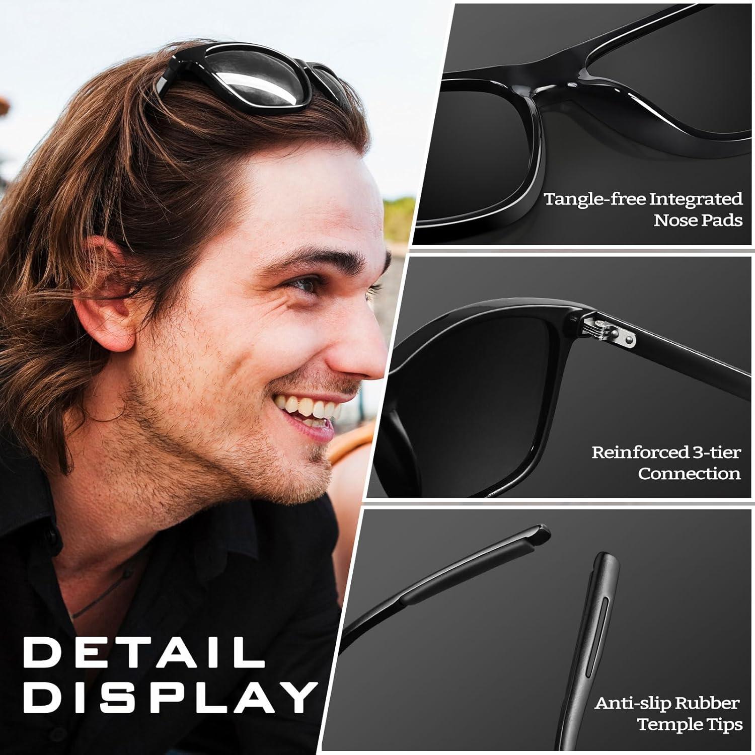 GQUEEN Polarisierte Sonnenbrille Herren Damen Rechteck Leichtgewicht UV400 Schutz