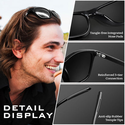 GQUEEN Polarisierte Sonnenbrille Herren Damen Rechteck Leichtgewicht UV400 Schutz