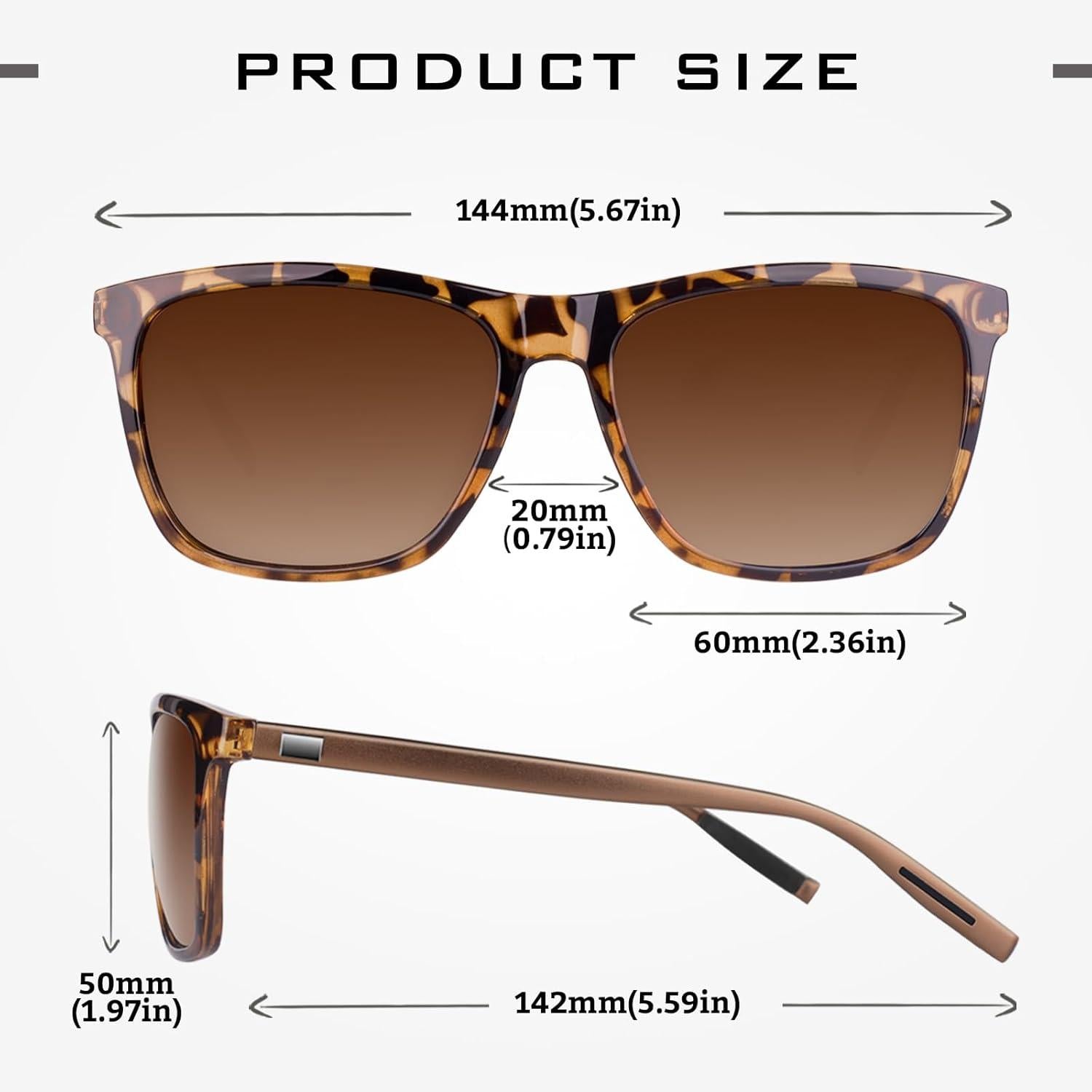 Polarisierte Sonnenbrille Rechteck Aluminium UV400 Schutz