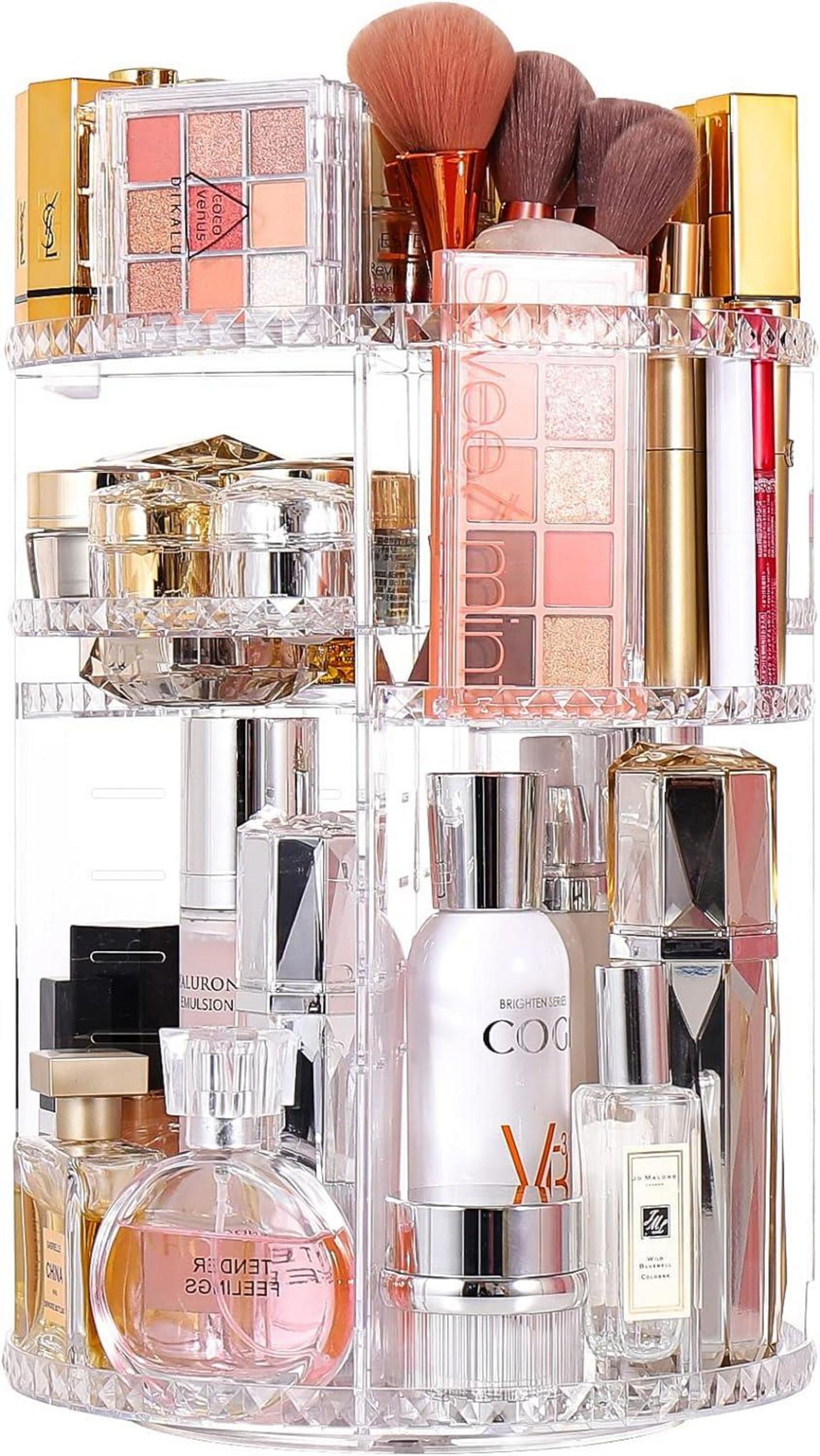 Transparenter Make-up-Organizer mit Diamantmuster und 6 Schichten