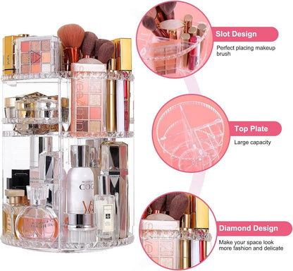 Transparenter Make-up-Organizer mit Diamantmuster und 6 Schichten