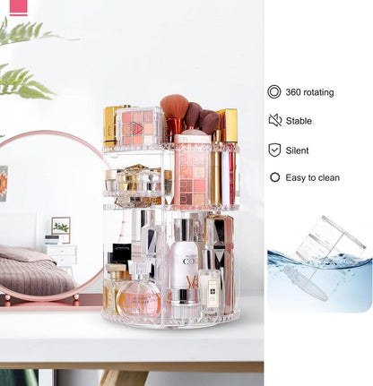 Make-up-Organizer Transparent Acryl Diamantmuster 360° drehbar
