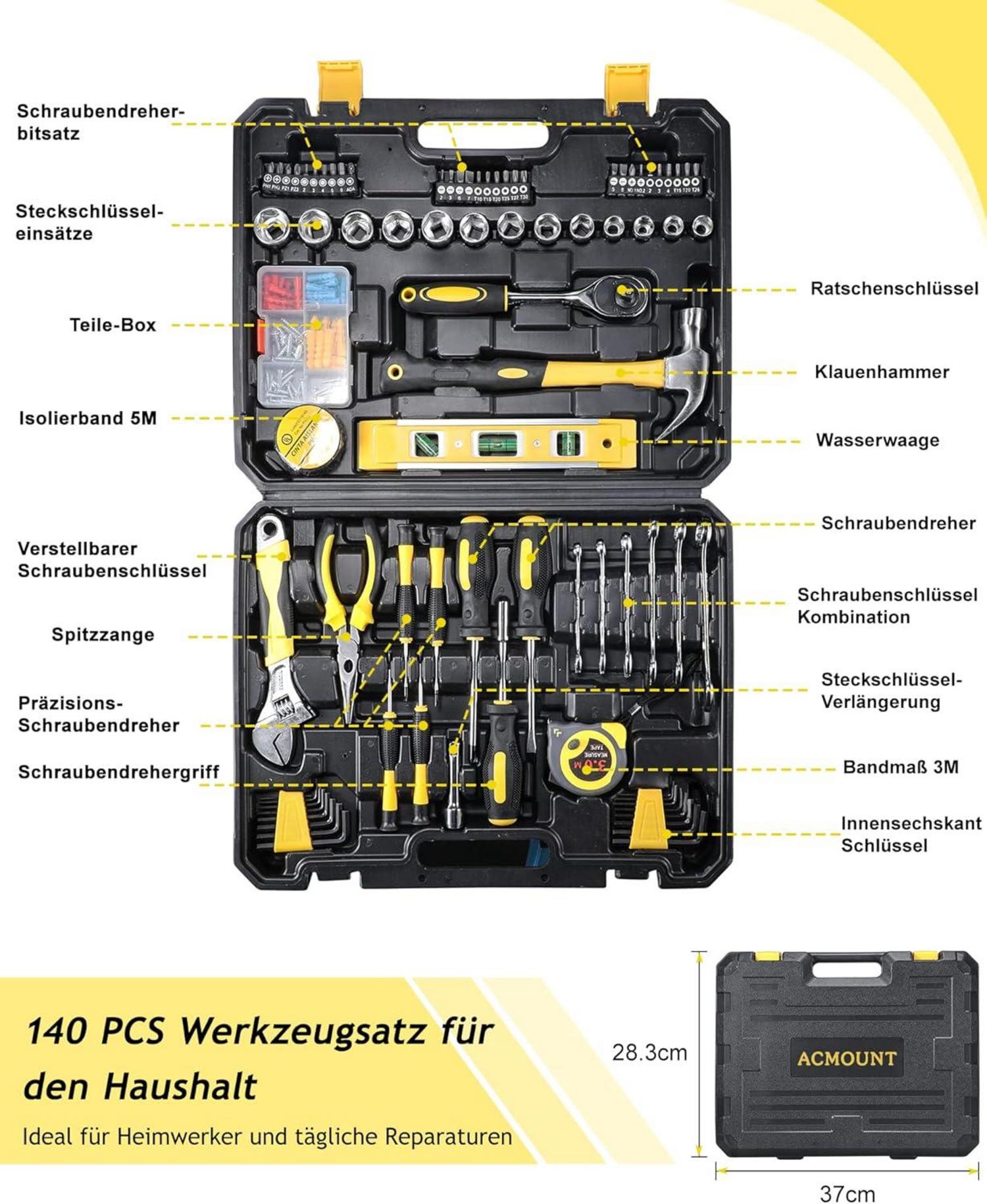 ACMOUNT Werkzeugkoffer 140tlg Haushalt Werkzeugset