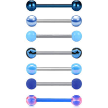 Zungenpiercing Chirurgenstahl Barbell Blau 16mm