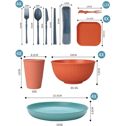 48-teiliges Unzerbrechliches Geschirr Set für 4 Personen