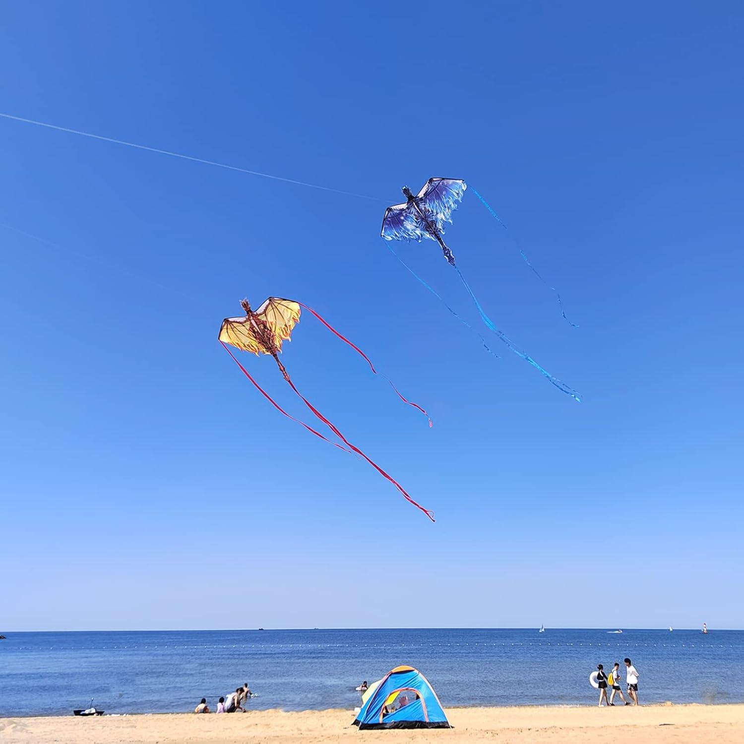 Simxkai Drachen Blau für Kinder und Erwachsene, einfacher Flugdrache