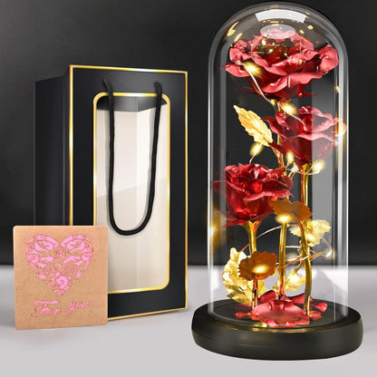 Ewige Rose im Glas mit LED Licht, Muttertags Geschenke