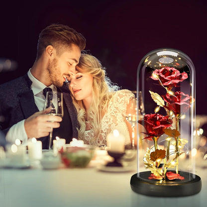 Ewige Rose im Glas mit LED Licht, Muttertags Geschenke