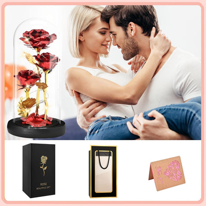 Ewige Rosen Geschenk für Frauen - Muttertagsgeschenk, Infinity Rose im Glas mit LED Licht, Galaxy Rose in