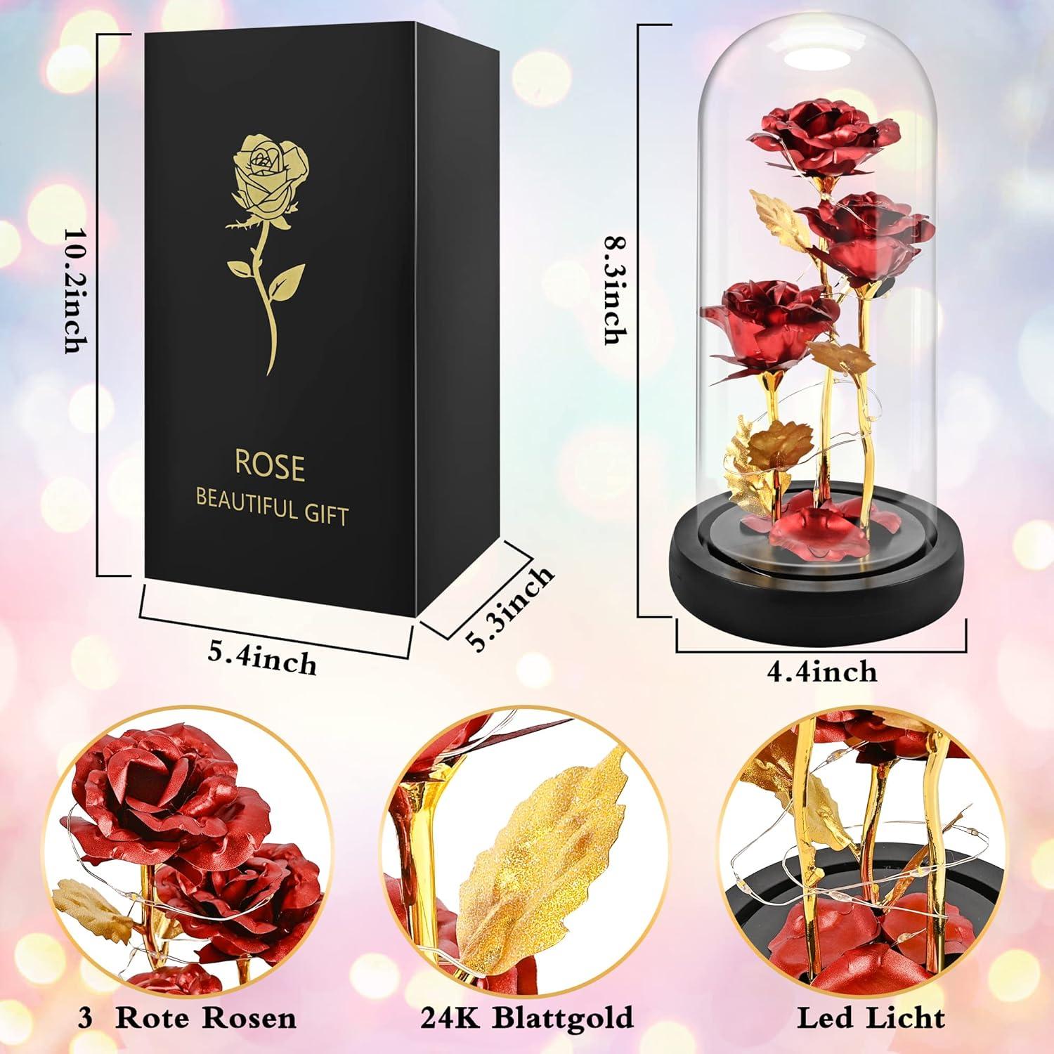 Ewige Rosen Geschenk für Frauen - LED Glasrose Muttertag Freundin