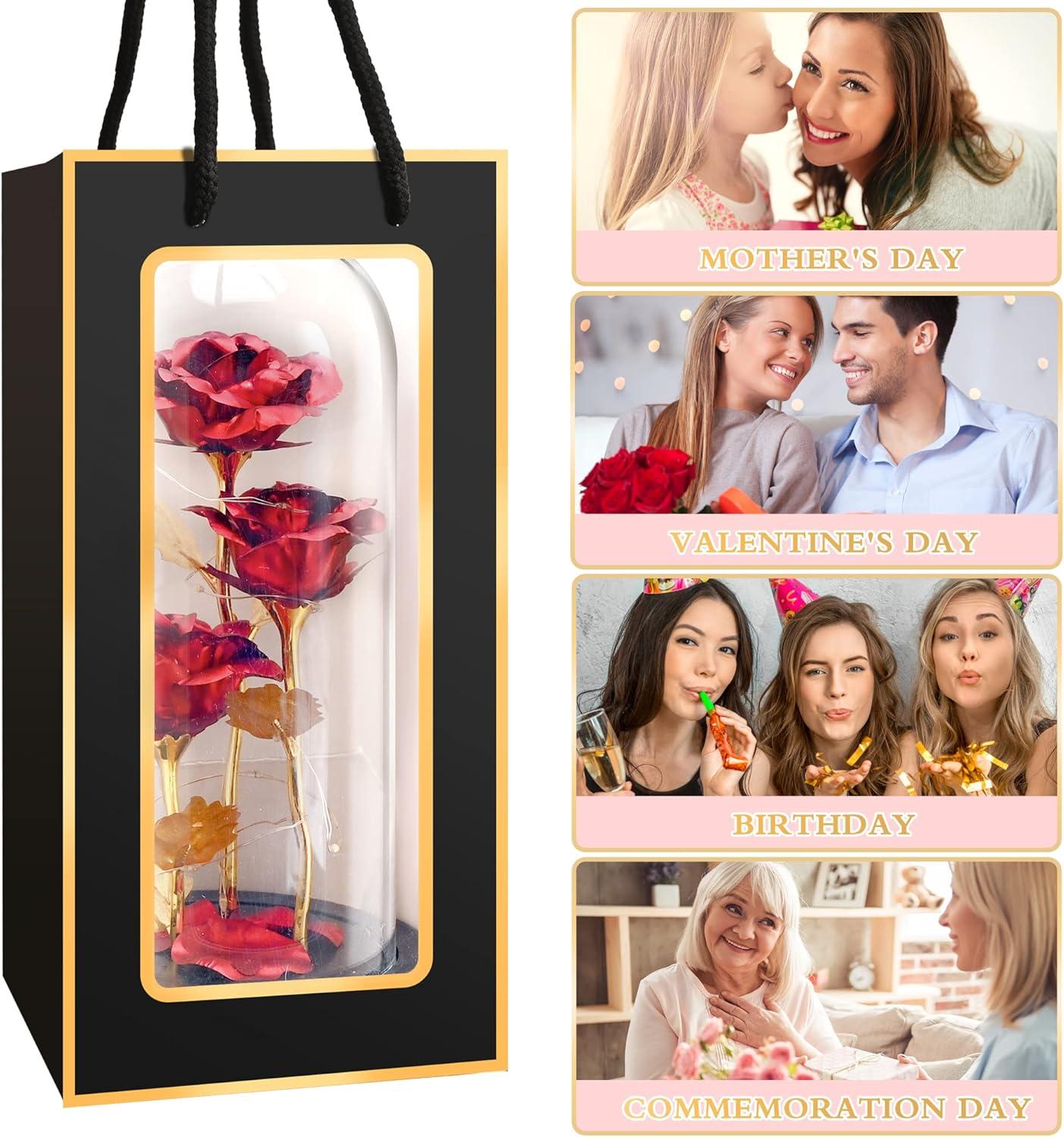 Ewige Rosen Geschenk für Frauen - Muttertagsgeschenk, Infinity Rose im Glas mit LED Licht, Galaxy Rose in