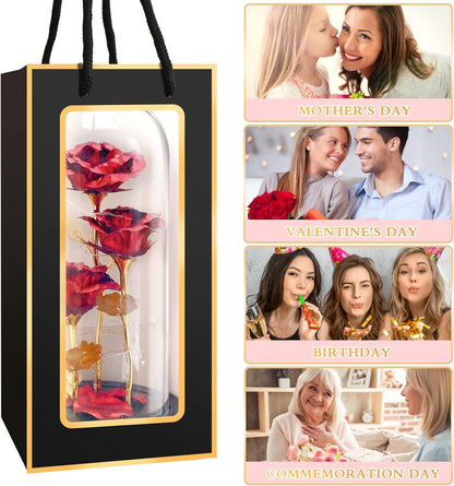 Ewige Rosen Geschenk für Frauen - Muttertagsgeschenk, Infinity Rose im Glas mit LED Licht, Galaxy Rose in
