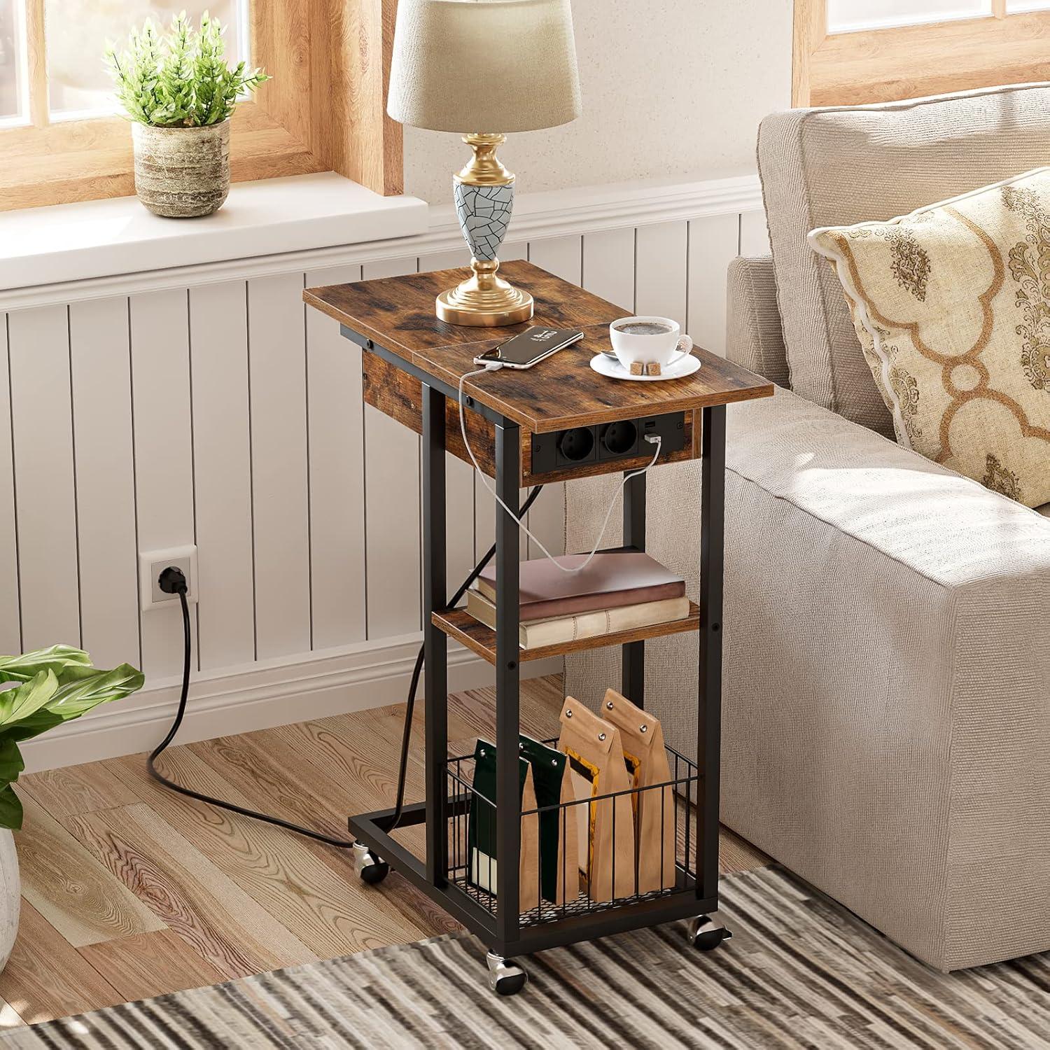 Beistelltisch mit Ladestation, C-Form
