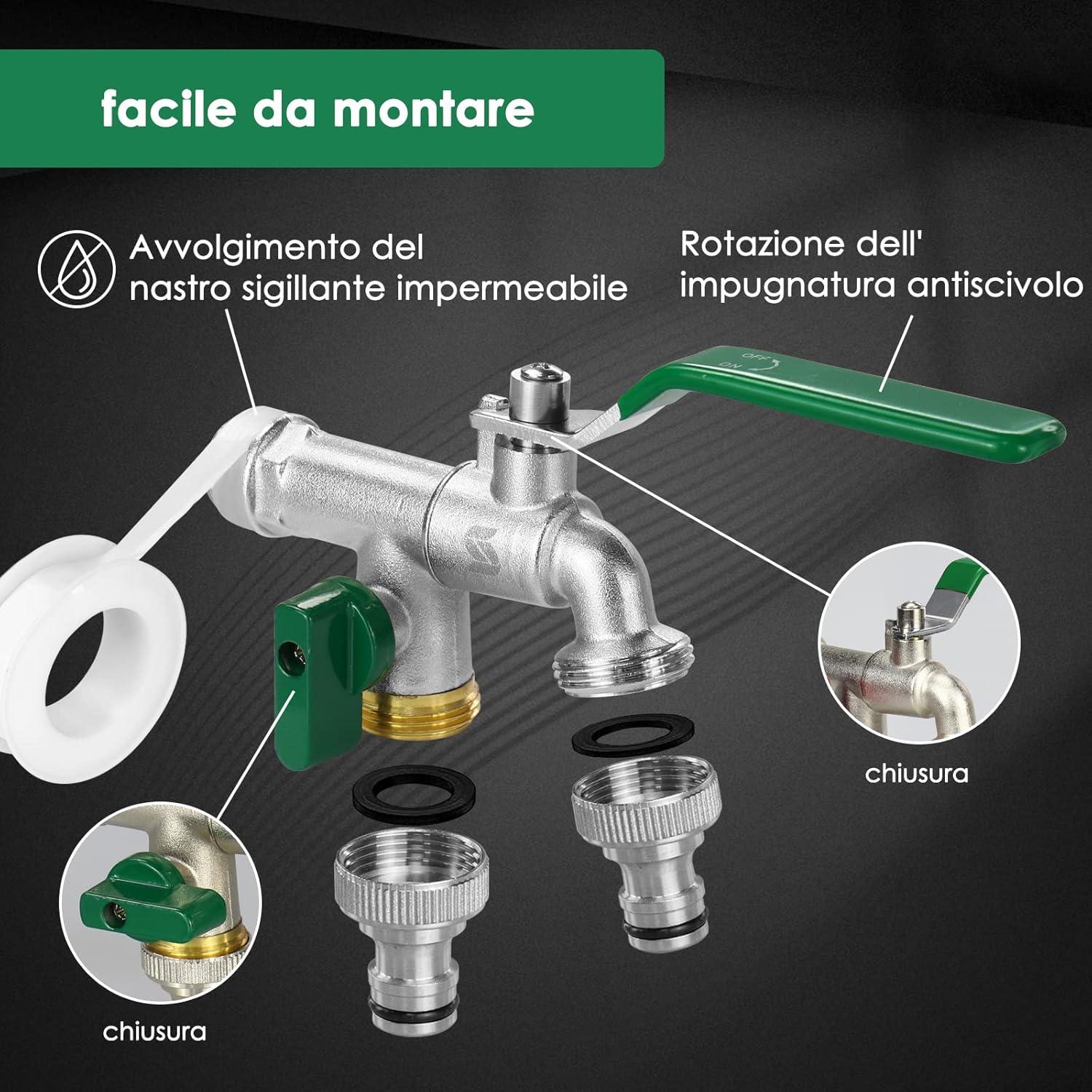 Garten Wasserhahn Doppel Auslaufhahn Messing 3/4 Zoll Grün