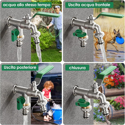 Garten Wasserhahn Doppel Auslaufhahn 3/4 Zoll Messing rost-frostsicher
