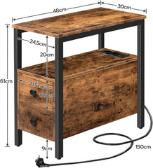 Beistelltisch mit Ladestation, Sofatisch USB-Anschluss & Schubladen
