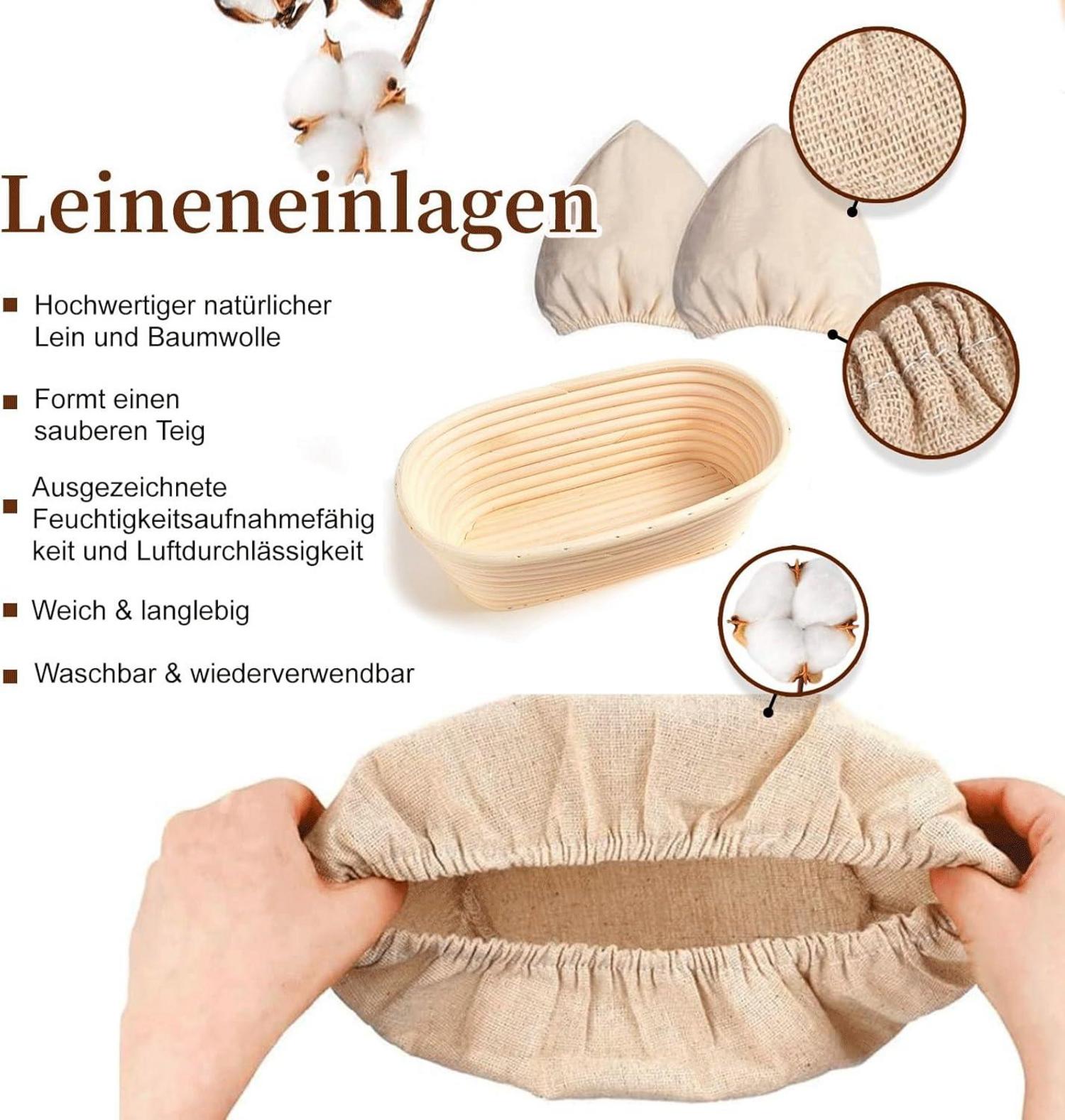 Gärkorb Set Brot Peddigrohr Backform (23cm rund & 25cm oval) Rund Oval
