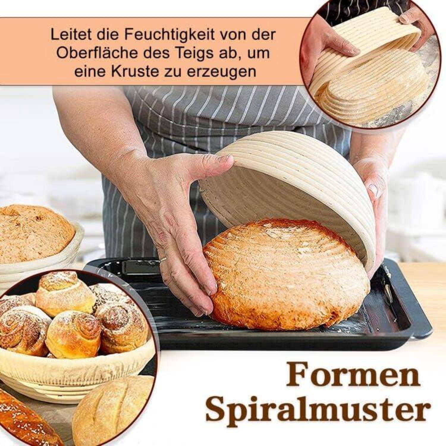 Gärkorb Set aus Peddigrohr für Brotbacken 23cm rund & 25cm oval
