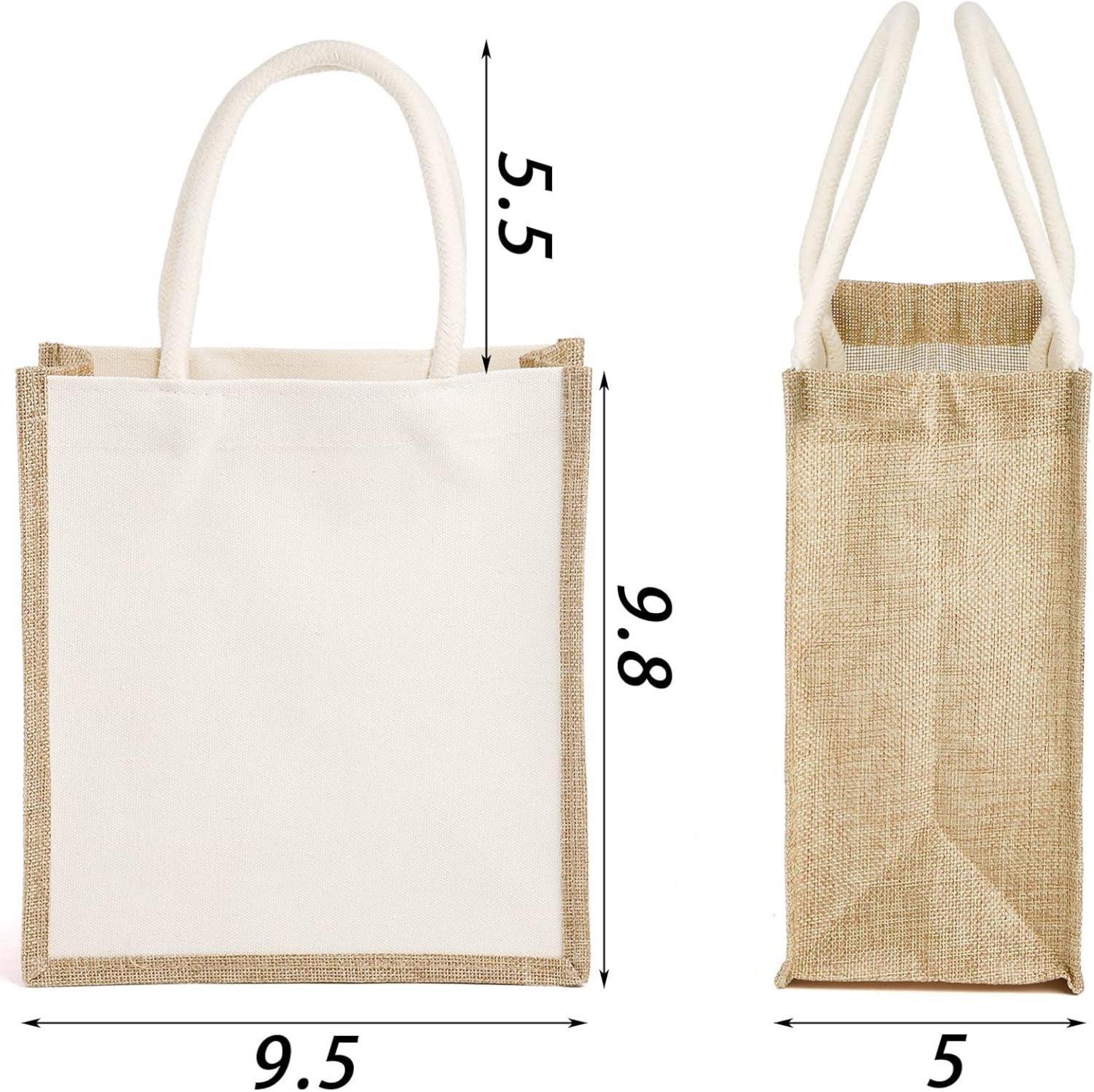 Jute-Tragetaschen 6 Stück wiederverwendbar Beige Medium