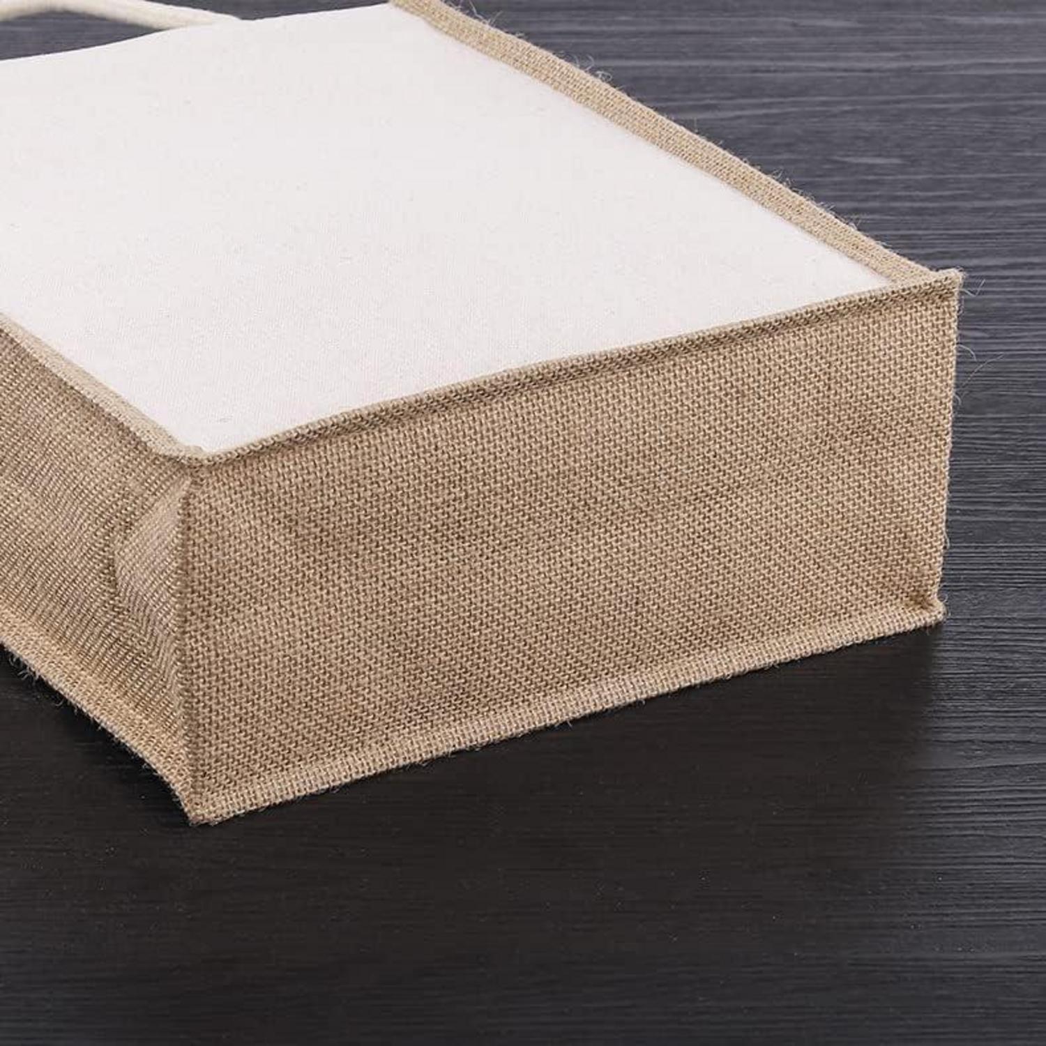 6er Set Jute-Tragetaschen mit Griffen, wiederverwendbar, mittelgroß, beige