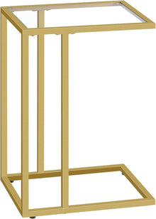 C-Form Beistelltisch Goldglas Metallrahmen Sofatisch Nachttisch