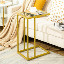 C-förmiger Beistelltisch Goldglas Metallrahmen Couchtisch