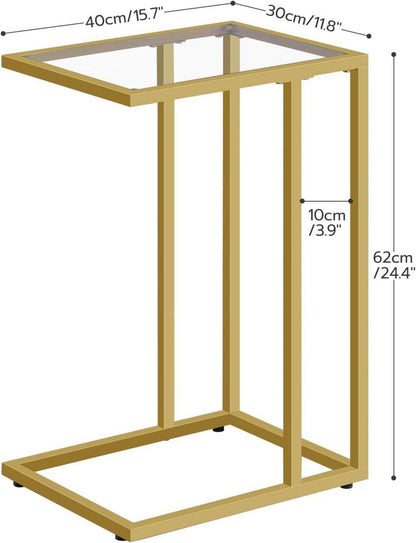 C-Form Beistelltisch Goldglas Metallrahmen Sofatisch Nachttisch