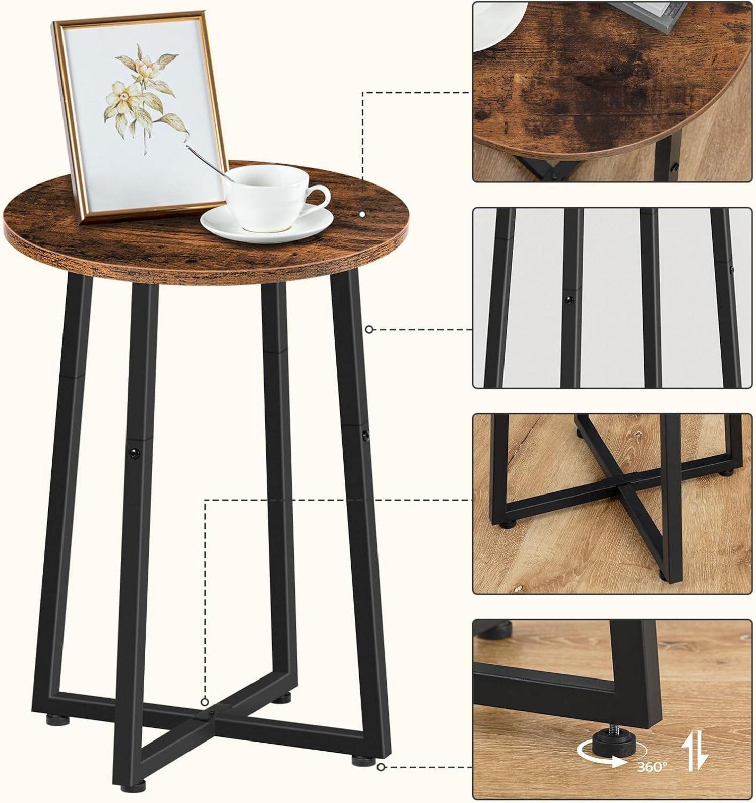 Beistelltisch Rund mit X-Förmigem Metallrahmen, 40