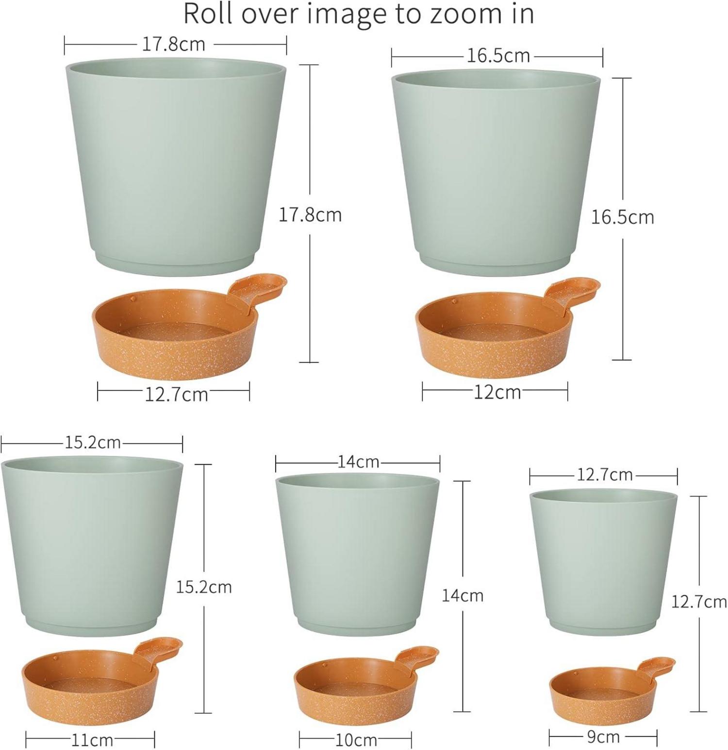 Selbstbewässernde Pflanztöpfe Kunststoff für Zimmerpflanzen 5er Set