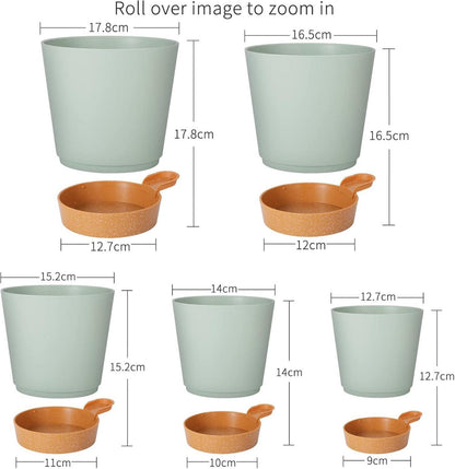 Selbstbewässernde Pflanztöpfe Kunststoff für Zimmerpflanzen 5er Set