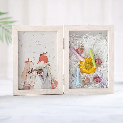 Holz 3D Bilderrahmen 18x28CM Getrocknete Blumen Weiß