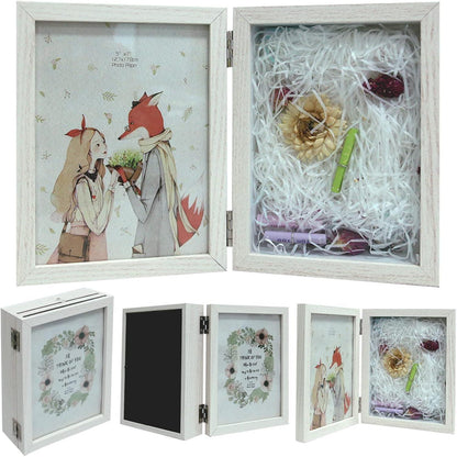 Holz 3D Bilderrahmen 18x28CM Getrocknete Blumen Weiß