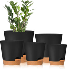 Pflanztöpfe selbstbewässernd Kunststoff Schwarz 5er Set