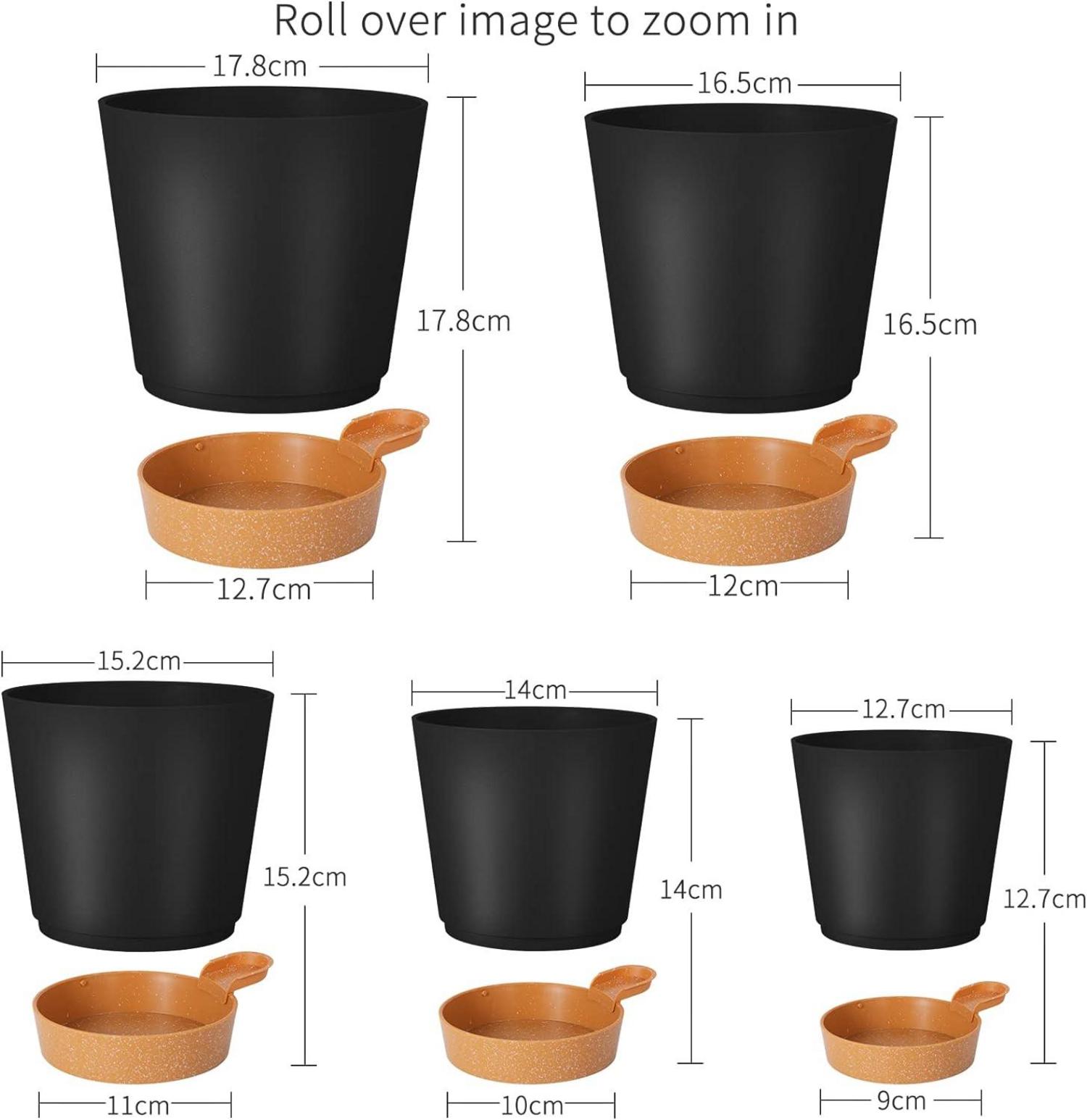 Pflanztöpfe selbstbewässernd Kunststoff Schwarz 5er Set