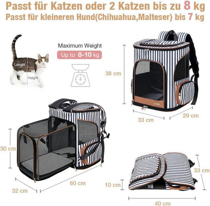 Erweiterbarer Katzenrucksack Hunderucksack für Haustiere bis