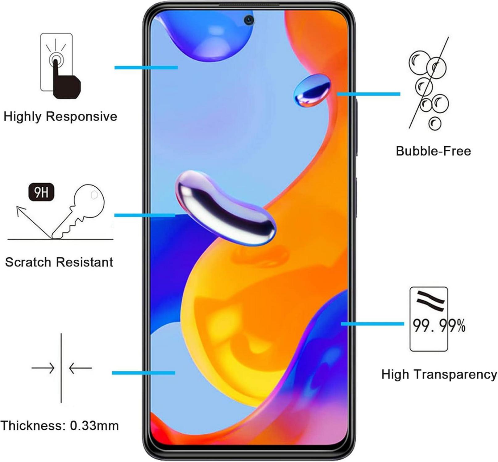 Panzer Schutz Glas Xiaomi Redmi Note 11 Pro 5G 3 Stück 9H