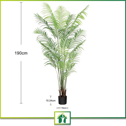 Künstliche Palme 190cm Plastik Pflanze im Topf Fake Plant Wohnzimmer Büro