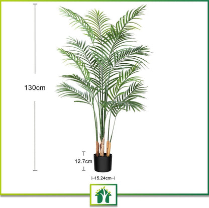 Große Künstliche Palme 130cm Kunstpflanze im Topf Fake Plant Wohnzimmer Büro