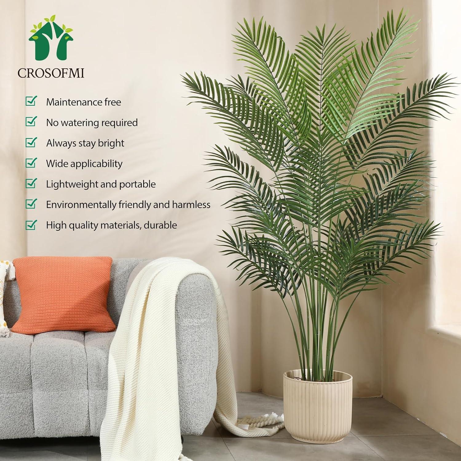 Künstliche Plastik Palme groß 170cm im Topf Fake Plant für Wohnzimmer