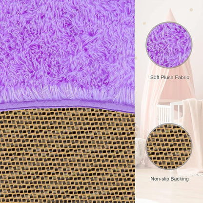 Hochflor Teppich Rund Super weich Fluffy Violett 150 x 150 cm