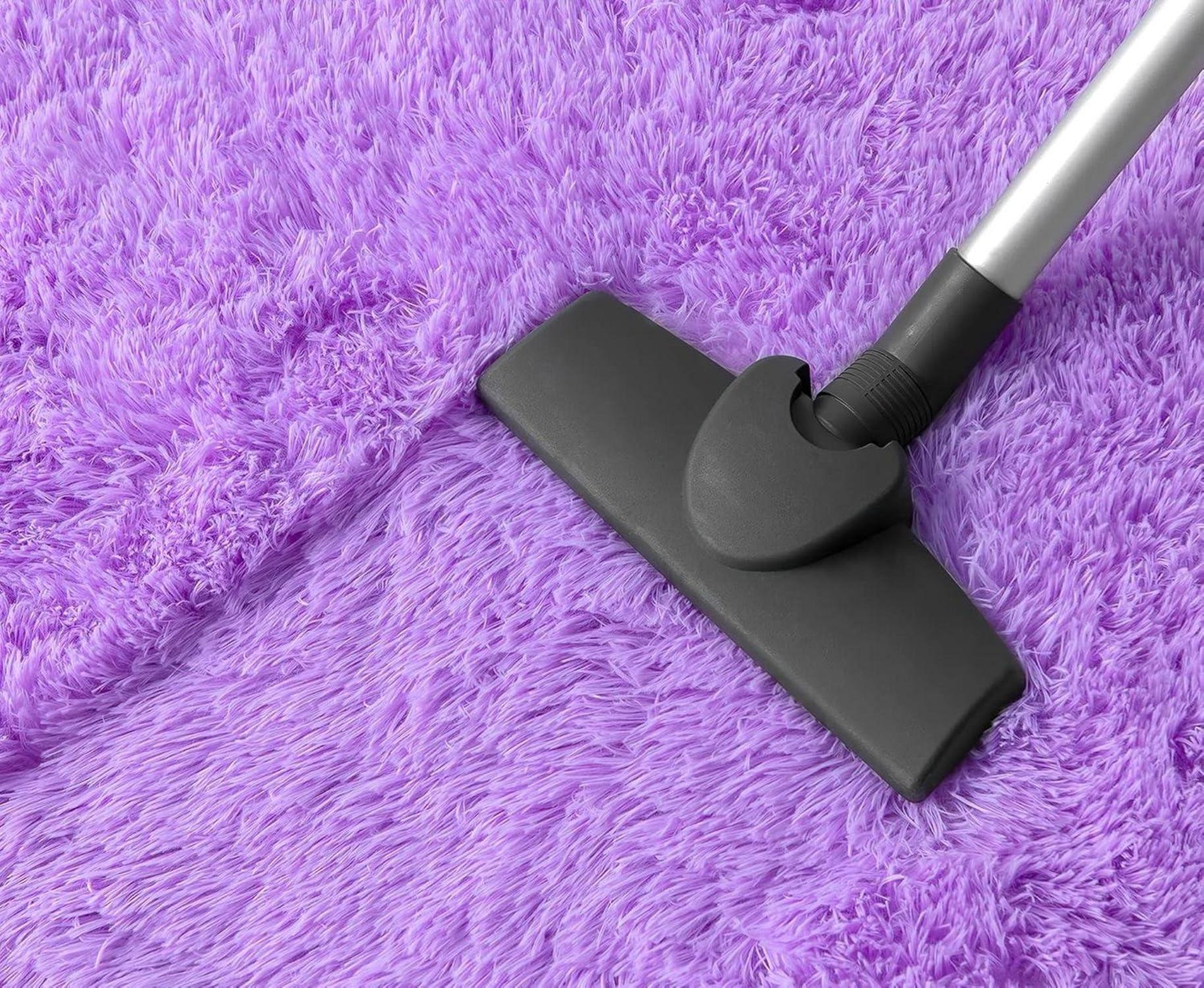Violett Shaggy Hochflor Teppich Rund 150 x 150 cm Flauschiger Wohnzimmer Teppich