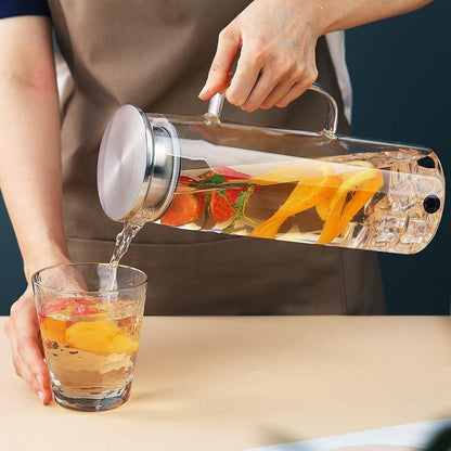 Glaskaraffe Borosilikat 1.5L hitzebeständig Deckel spülmaschinenfest